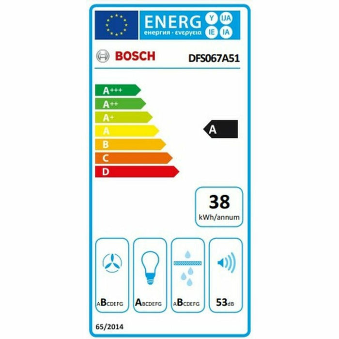 Hotă Convențională BOSCH DFS067A51 60 cm 730 m3/h 140W A