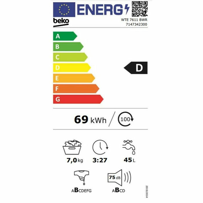 Mașină de spălat BEKO WTE 7611 BWR 7 kg 1200 rpm 60 cm