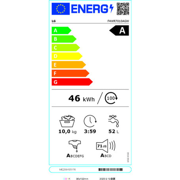 Mașină de spălat LG F4WR7010AGW 10 kg 1400 rpm