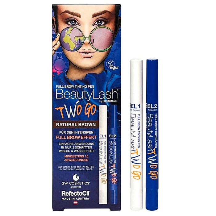 Vopsea pentru sprâncene RefectoCil BeautyLash Two Go Natural Brown 2 Piese