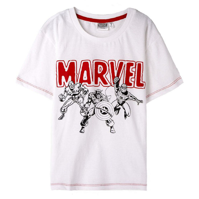 Tricou cu Mânecă Scurtă pentru Copii Marvel Alb