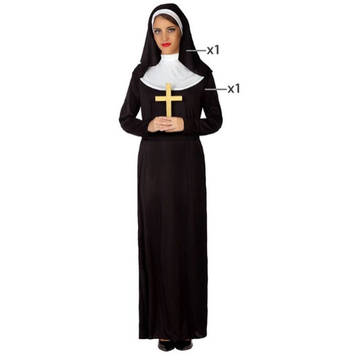 Costum Deghizare pentru Adulți DISFRAZ MONJA XL Negru Călugăriță (2 Piese)