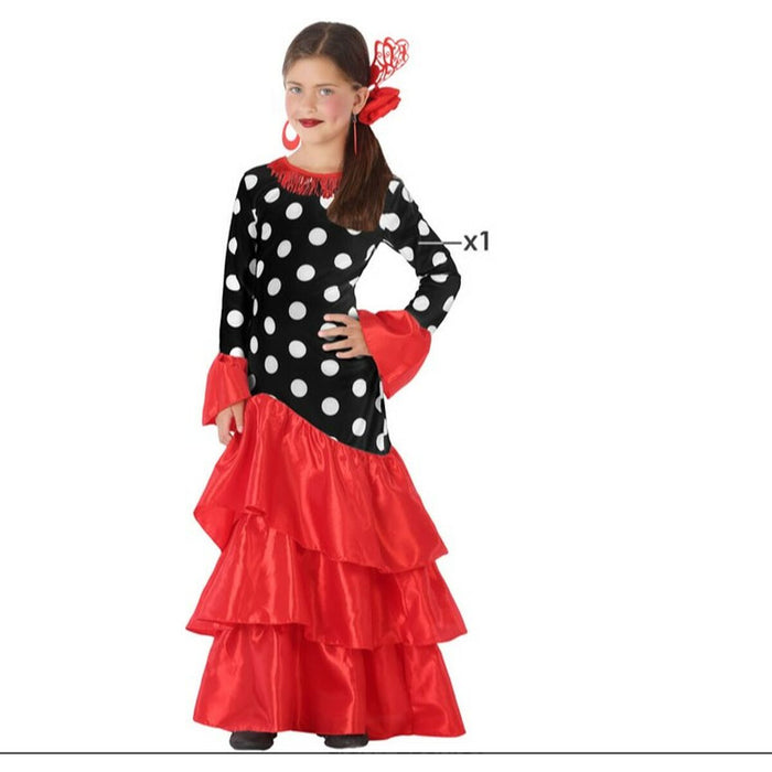 Costum Deghizare pentru Adulți Flamenca Negru Roșu Spania 3-4 Ani 7-9 Ani