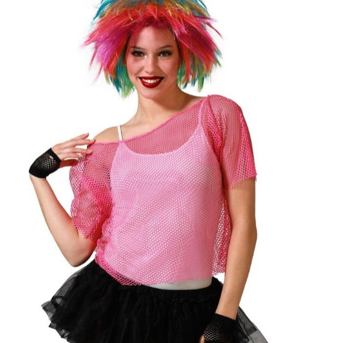 Tricou cu Mânecă Scurtă Femei Grilă Roz