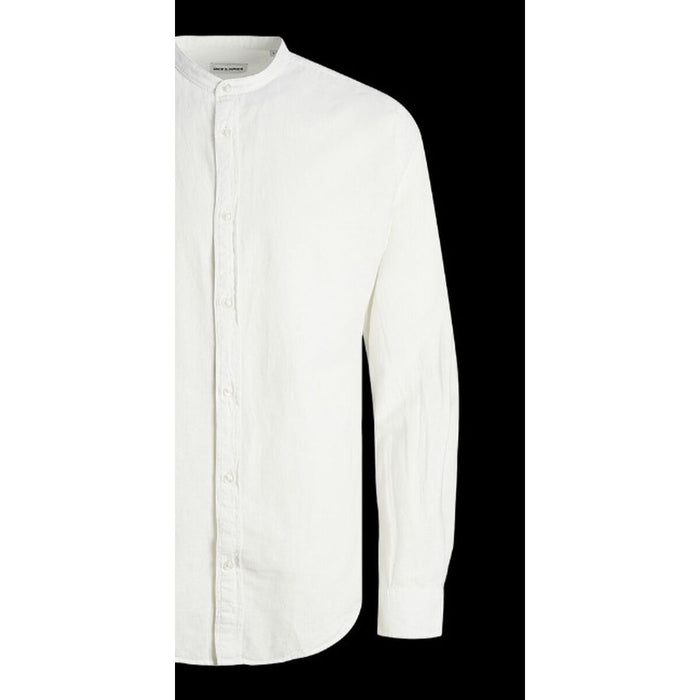 Cămașă cu Mânecă Lungă Bărbați Jack & Jones JJELINEN BLEND BAND 12248581 Alb