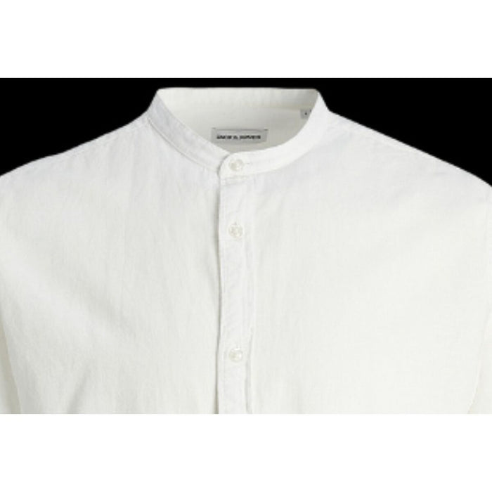 Cămașă cu Mânecă Lungă Bărbați Jack & Jones JJELINEN BLEND BAND 12248581 Alb