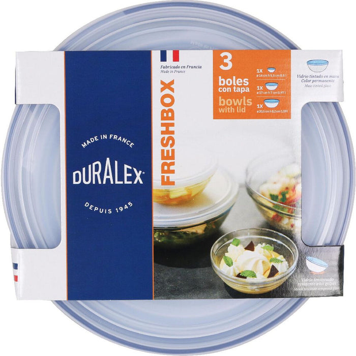 Set de boluri Duralex Marine Albastru Cu Capac 3 Piese