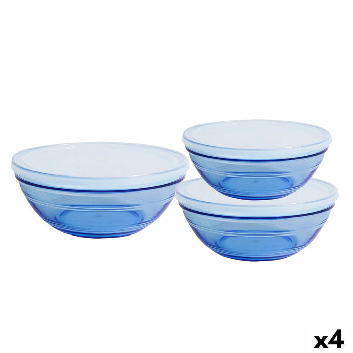 Set de boluri Duralex   Albastru Cu Capac 3 Piese (4 Unități)