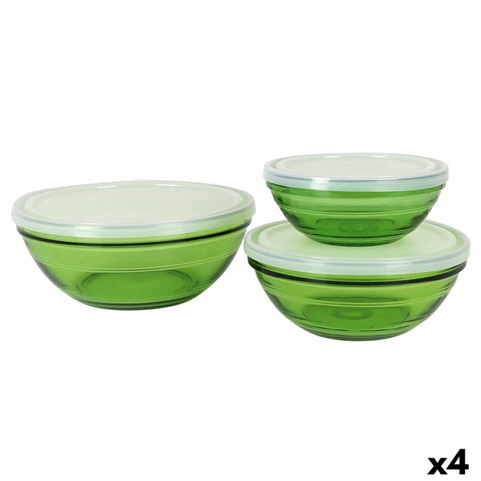 Set de boluri Duralex   Verde Cu Capac 3 Piese (4 Unități)