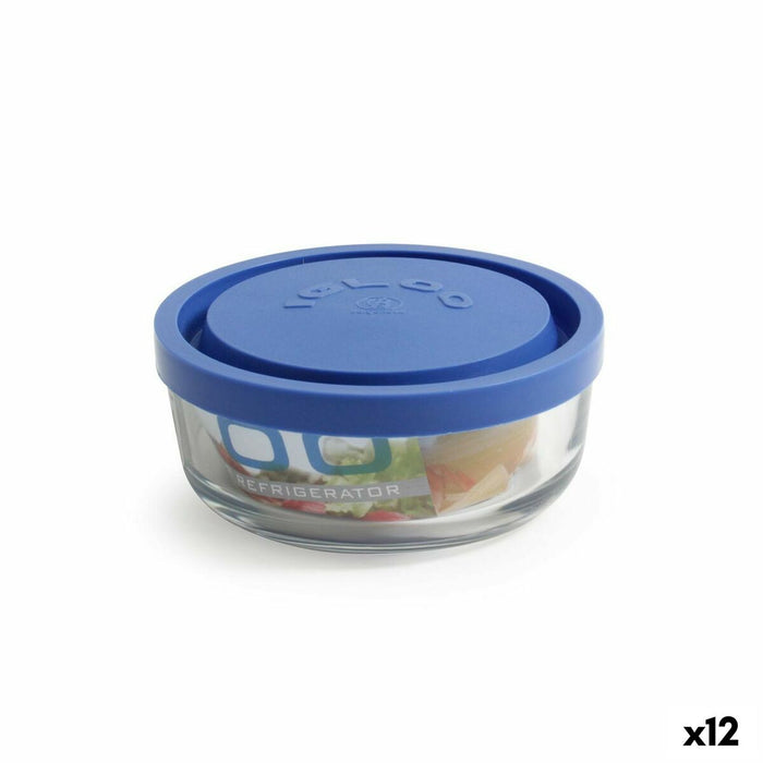 Cutie rotundă pentru prânz cu capac Borgonovo Igloo Albastru 320 ml ø 11 x 5 cm (12 Unități)