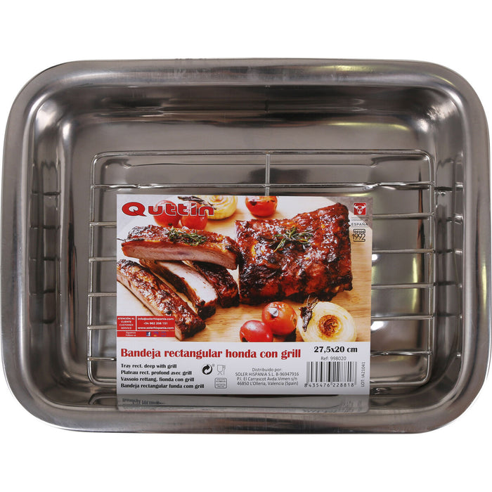 Tavă pentru Cuptor Quttin Oțel Argintiu Dreptunghiular 27,7 x 20,3 cm (6 Unități)