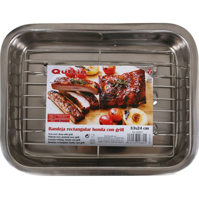 Tavă pentru Cuptor Quttin Oțel Argintiu Dreptunghiular 32,7 x 23,5 cm (6 Unități)
