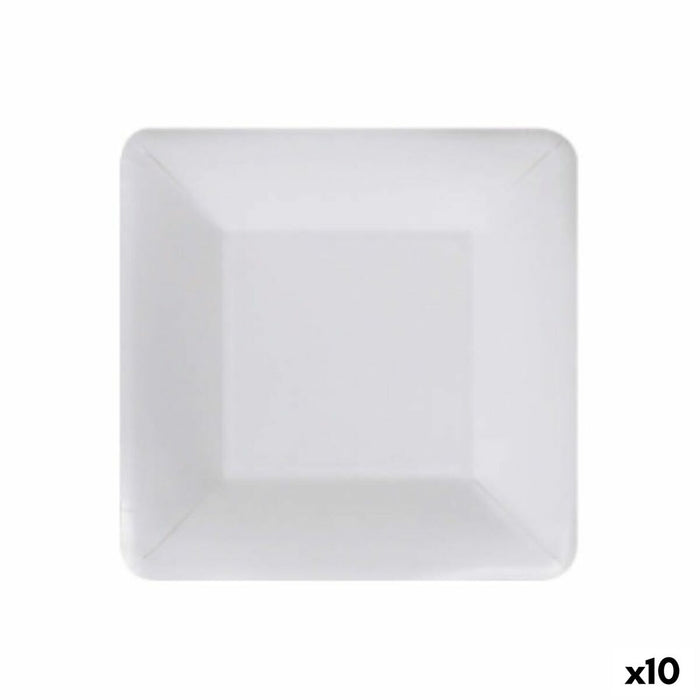 Set de farfurii Algon De unică folosință Alb Carton Pătrat 18 cm (10 Unități)