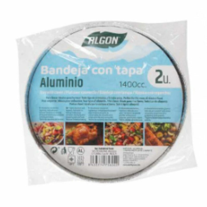 Tavă cu capac Algon Rotundă Aluminiu 1,4 L 21 x 21 x 6,5 cm (12 Unități)
