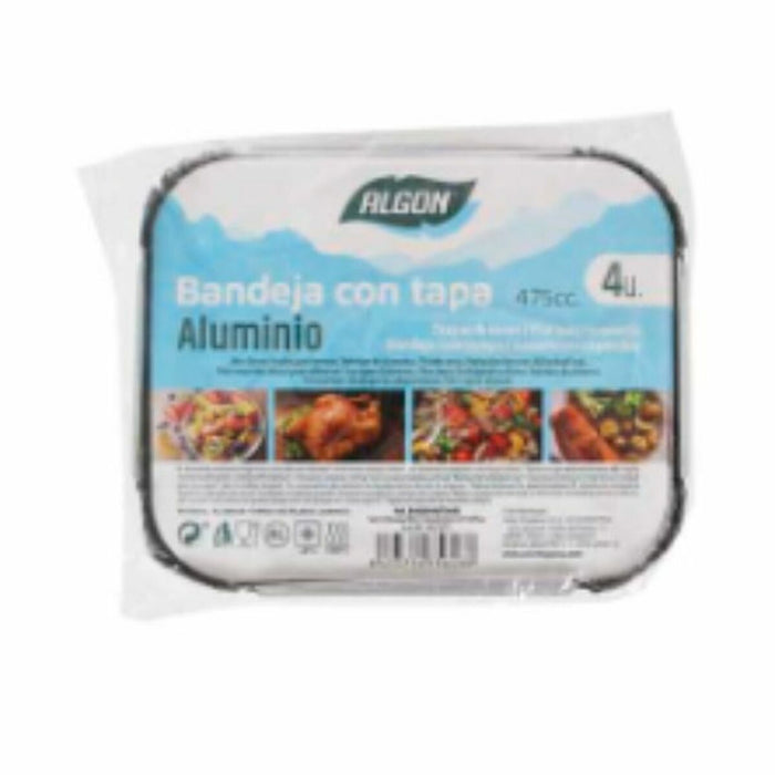 Tavă cu capac Algon Aluminiu Dreptunghiular 475 ml 15 x 12 x 1,5 cm (12 Unități)