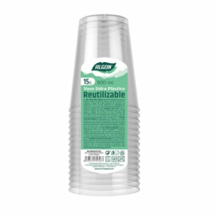 Set de pahare refolosibile Algon Transparent Cidru 20 Unități 500 ml (15 Piese)