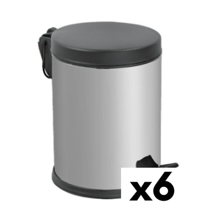 Coș de gunoi pentru hârtie cu pedală Confortime Argintiu Metal Plastic 3 L (6 Unități)