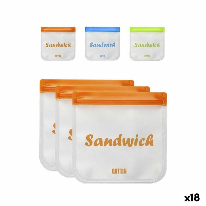 Geantă alimentară reutilizabilă Quttin 3 Piese 17 x 17 cm (18 Unități)