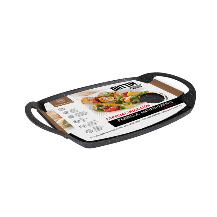Plită Grill cu Suprafață Netedă Quttin 36 x 22,5 x 1,6 cm (6 Unități)
