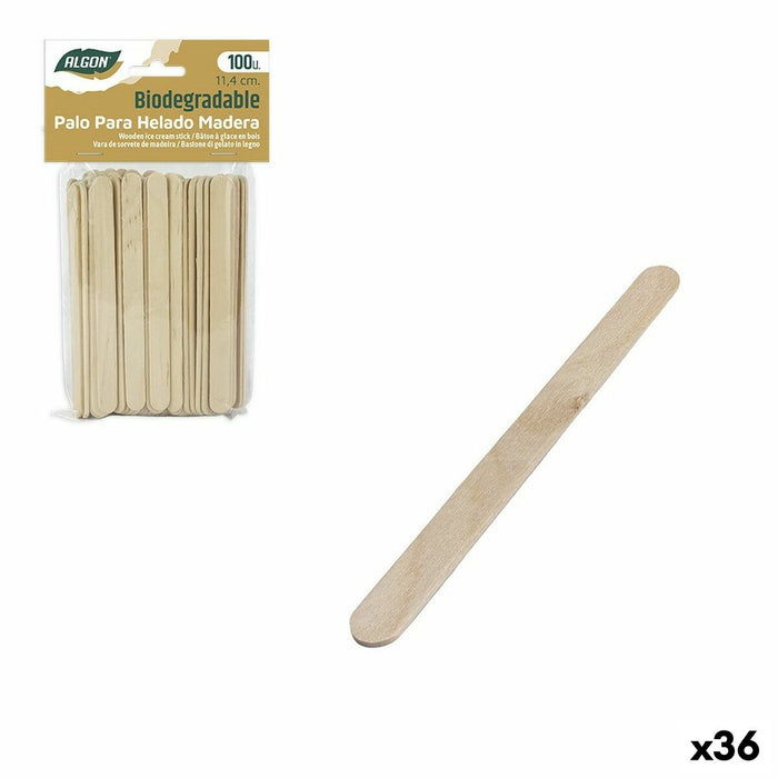 Set of ice cream sticks Algon Lemn 100 Piese 11,4 x 1 x 0,2 cm (36 Unități)