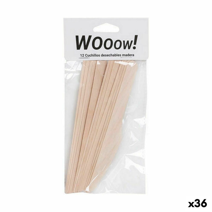 Set de Cuțite De unică folosință Lemn 12 Piese 16,5 x 2,2 x 1,8 cm (36 Unități)
