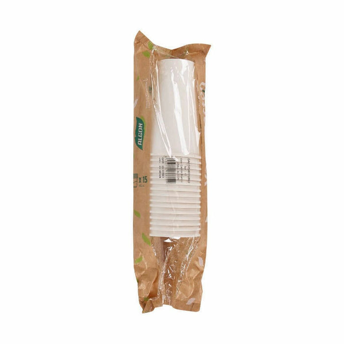 Set de pahare Algon De unică folosință Carton Alb 15 Piese 450 ml (16 Unități)