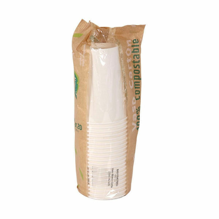 Set de pahare Algon De unică folosință Carton Alb 20 Piese 220 ml (20 Unități)