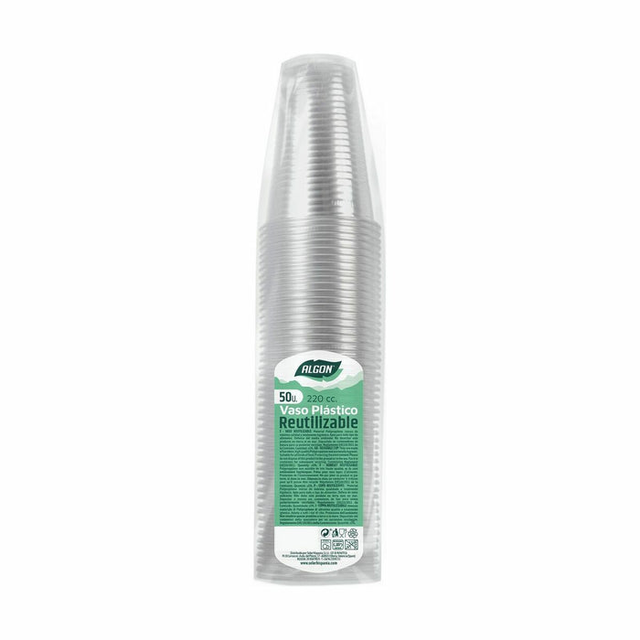 Set de pahare refolosibile Algon Transparent 50 Piese 220 ml (24 Unități)