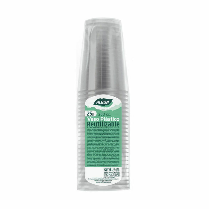 Set de pahare refolosibile Algon Transparent 25 Piese 250 ml (48 Unități)