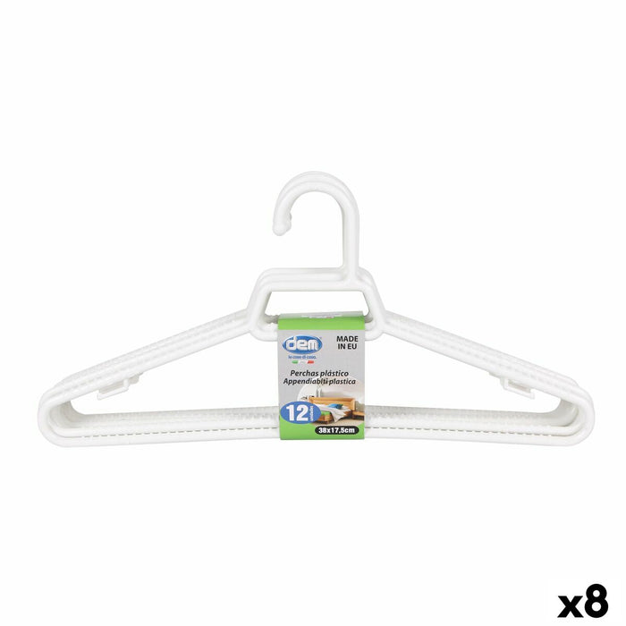 Set de umerașe Dem Alb Plastic 12 Piese 38 x 17,5 cm (8 Unități)