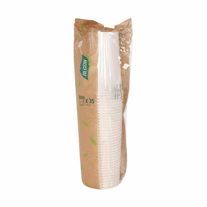 Set de pahare Algon De unică folosință Carton 330 ml Alb 10 Piese (20 Unități)