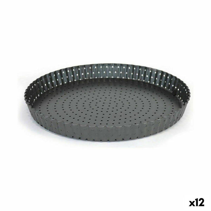 Formă de tort detașabilă Quttin Negru Oțel carbon Găurit 32 x 3 cm (12 Unități)