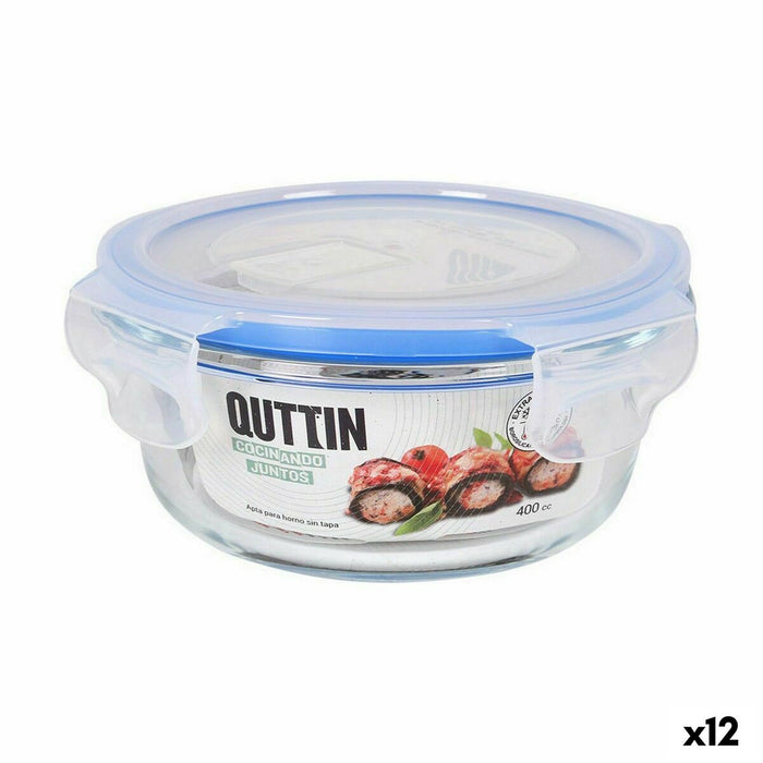 Cutie rotundă pentru prânz cu capac Quttin Transparent 400 ml Ø 13,5 x 6 cm (12 Unități)