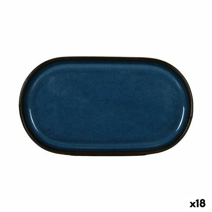 Tavă pentru gustari La Mediterránea Chester Albastru Oval 20 x 11 x 1,5 cm (18 Unități)