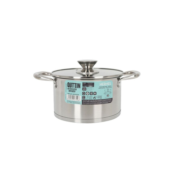 Oală cu Capac de Sticlă Quttin Hermes Oțel 2,8 L (6 Unități)