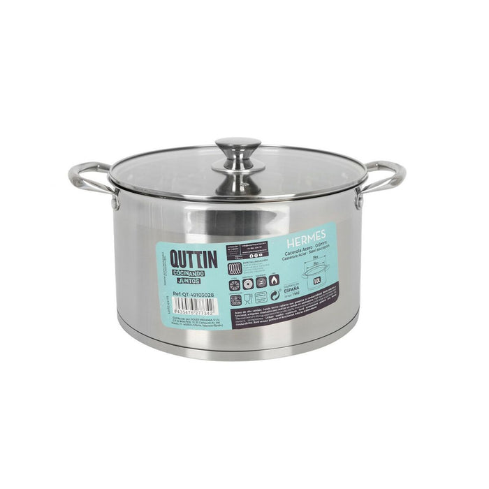 Oală cu Capac de Sticlă Quttin Hermes Oțel 10 L (4 Unități)