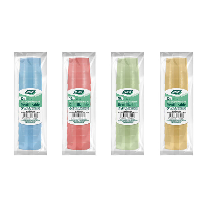 Set de Pahare Shot Algon Reutilizabil 10 Piese 35 ml (50 Unități)