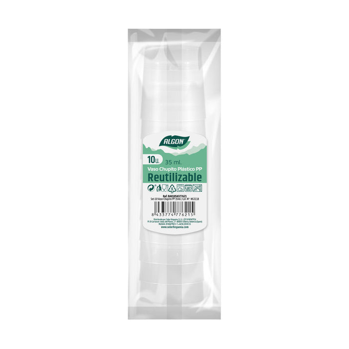 Set de Pahare Shot Algon Reutilizabil Transparent 10 Piese 35 ml (50 Unități)
