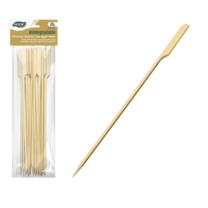 Set de frigărui pentru grătar Algon Bambus 20 Piese 24 cm (24 Unități)