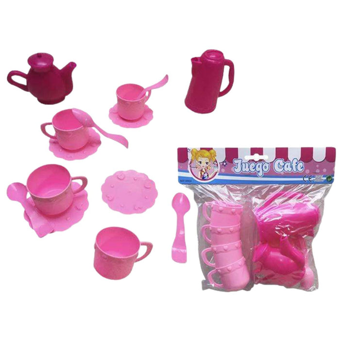 Set de Cafea Roz Jucărie 14 Piese Plastic
