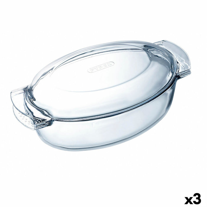Vas pentru Cuptor Pyrex Classic Cu Capac Oval 39 x 23 x 15 cm Transparent Sticlă (3 Unități)