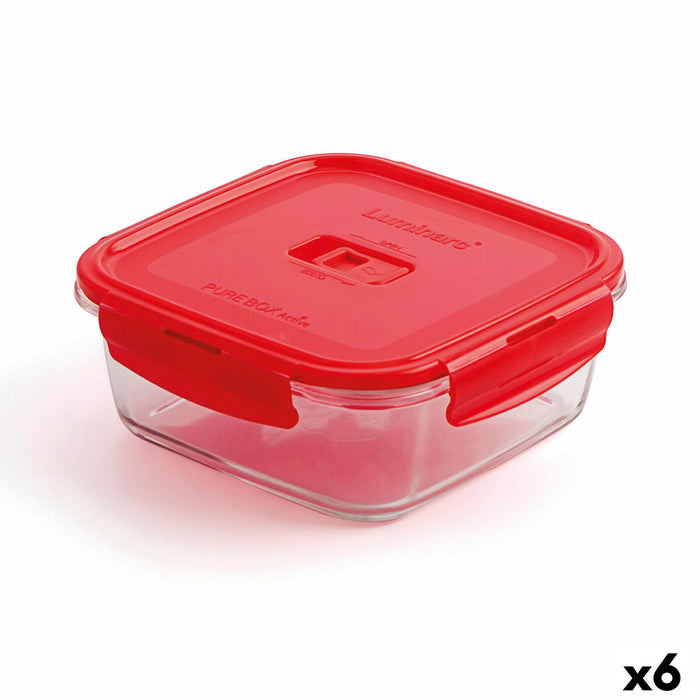Cutie pentru prânz ermetică Luminarc Pure Box Roșu 1,22 L Sticlă (6 Unități)