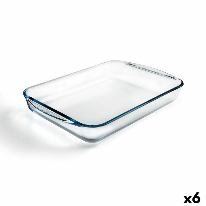 Vas pentru Cuptor Pyrex Classic Vidrio Dreptunghiular Transparent Sticlă 40 x 27 x 6 cm (6 Unități)