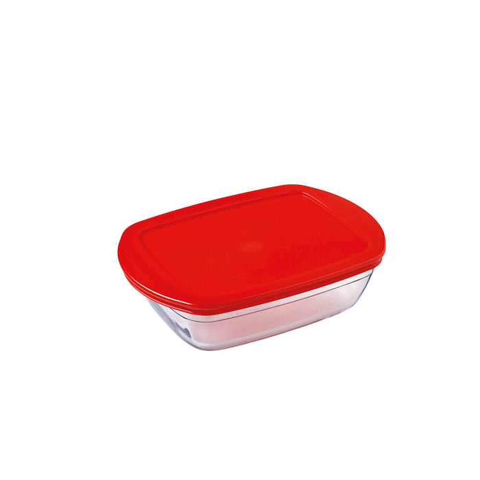 Cutie de prânz dreptunghiulară cu capac Ô Cuisine Cook & Store Roșu 1,1 L 23 x 15 x 6,5 cm Silicon Sticlă (6 Unități)