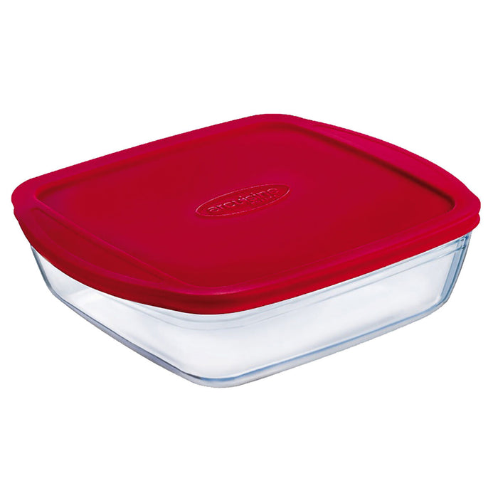 Cutie de prânz dreptunghiulară cu capac Ô Cuisine Cook&store Ocu Roșu 2,5 L 28 x 20 x 8 cm Silicon Sticlă (5 Unități)