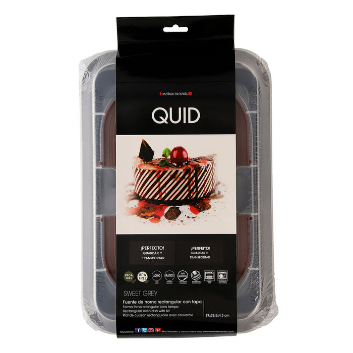 Formă pentru cuptor Quid Sweet Grey Cu Capac Negru Metal 36 x 23 x 4,5 cm (4 Unități)