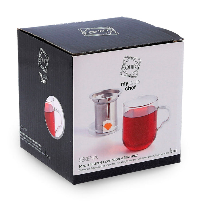 Cană cu filtru pentru infuzii Quid Serenia Transparent Sticlă Oțel inoxidabil 350 ml (12 Unități)