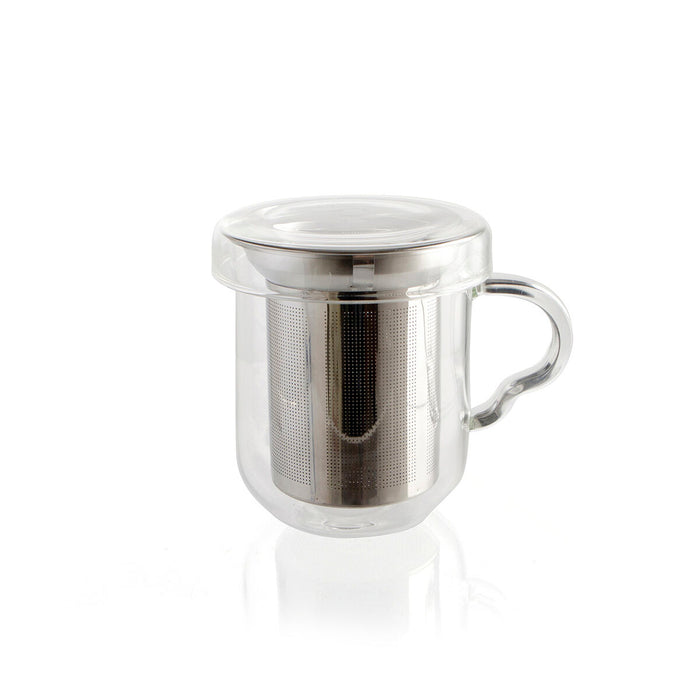 Cană cu filtru pentru infuzii Quid Serenia Transparent Sticlă Oțel inoxidabil 350 ml (12 Unități)