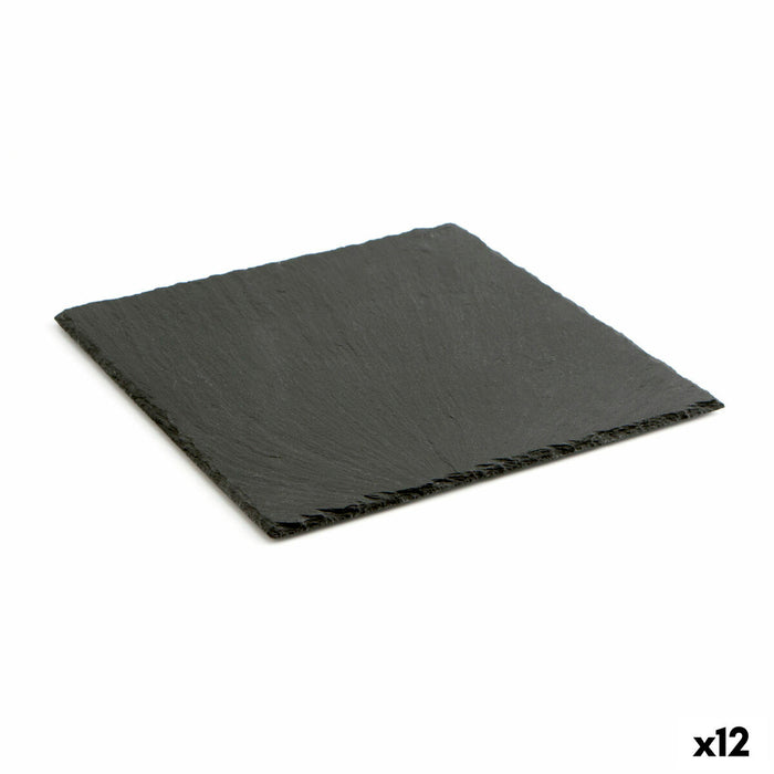 Tavă din Ceramică Efect Ardezie Quid Gastro Fun Negru (25 x 25 cm) (12 Unități)