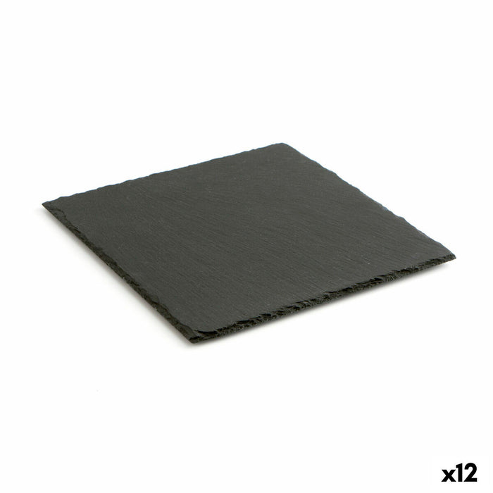 Tavă din Ceramică Efect Ardezie Quid Gastro Fun Negru (30 x 30 cm) (12 Unități)